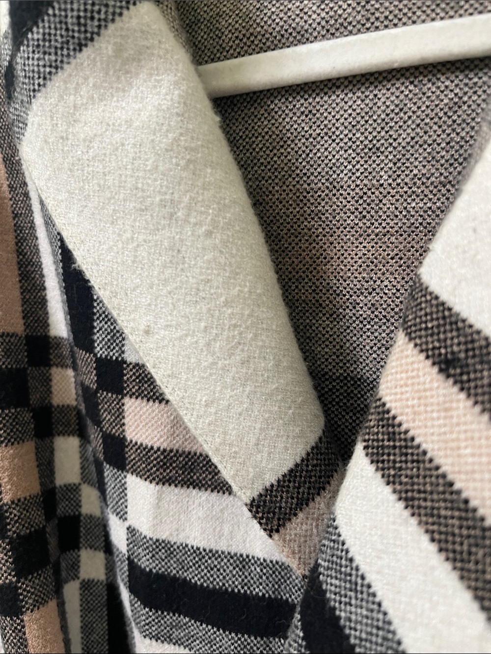 Christian Siriano Plaid Hooded Wrap Sweater Coat - Cream, Gray, Black, Brown - Picture 4 of 14